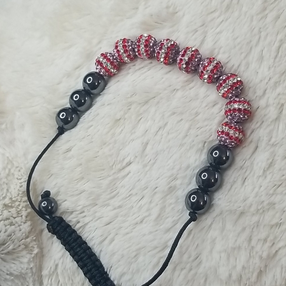 Red, Purple and White Crystal Bracelet - Picture 3 of 4